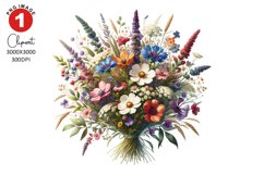 Wildlife Florals Bouquet Clipart Sublimation PNG Product Image 1