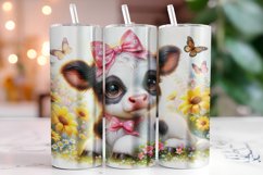 Cute Cow Florals 20oz Tumbler Wrap Sublimation Product Image 1