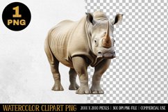 Rhinoceros Watercolor Clipart | Sublimation Designs | PNG Product Image 1