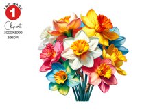 Daffodil Bouquet Spring Clipart Sublimation PNG Product Image 1