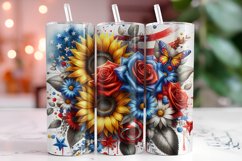 4th of July Flowers 20oz Tumbler Wrap Sublimation Product Image 1