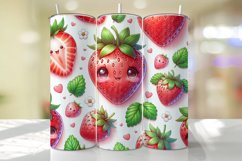 Cute Strawberry Tumbler Wrap Sublimation Design Product Image 1
