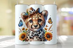 Cheetah with Sunflower Tumbler Wrap Sublimation Product Image 1