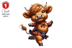 Funny Quirky Highland Cow Clipart, Animals Clipart Product Image 1