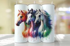 Colorful Horses Tumbler Wrap Sublimation Design Product Image 1