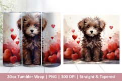 Cute Dog Tumbler Wrap | Valentines Tumbler | 3D Sublimation Product Image 1