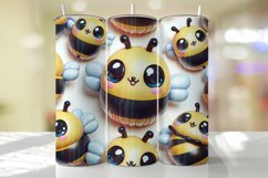 Cute Bee Tumbler Wrap Sublimation Design Product Image 1
