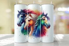 Colorful Horses Tumbler Wrap Sublimation Design Product Image 1