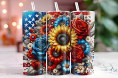 4th of July Flowers 20oz Tumbler Wrap Sublimation Product Image 1