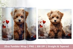 Cute Dog Tumbler Wrap | Valentines Tumbler | 3D Sublimation Product Image 1