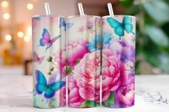 Flowers Butterflies 20oz Tumbler Wrap Sublimation Product Image 1