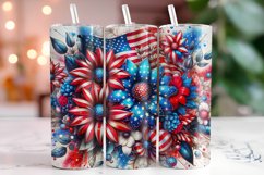 4th of July Flowers Tumbler Wrap Sublimation Product Image 1