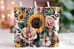 Sunflowers with Leopard Pattern Tumbler Wrap Sublimation Product Image 1