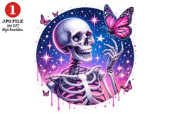 Skeleton with Butterfly JPG sublimation Design Product Image 1
