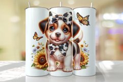 Puppy with Sunflower Tumbler Wrap Sublimation Product Image 1