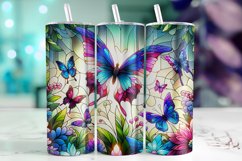 Butterflies Flowers Tumbler Wrap Sublimation Product Image 1