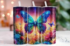 Butterflies with Flowers Tumbler Wrap Sublimation Product Image 1