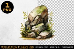 Woodland Rock Watercolor Clipart | Sublimation Design | PNG Product Image 1