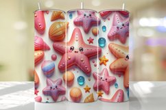Cute StarFish Tumbler Wrap Sublimation Design Product Image 1