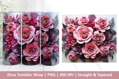 3D Paper Rose Tumbler | Valentines Tumbler | 3D Sublimation Product Image 1