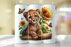 Cheetah with Sunflower Tumbler Wrap Sublimation Product Image 1