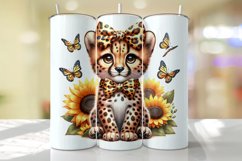 Cheetah with Sunflower Tumbler Wrap Sublimation Product Image 1