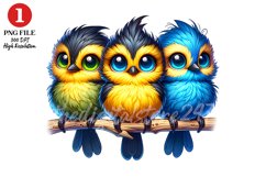 Cute Birds Clipart, Birds on Branch Sublimation Design Product Image 1