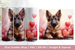 Cute Dog Tumbler Wrap | Valentines Tumbler | 3D Sublimation Product Image 1