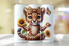 Cheetah with Sunflower Tumbler Wrap Sublimation Product Image 1