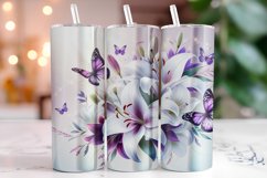 Butterflies Flowers 20oz Tumbler Wrap Sublimation Product Image 1