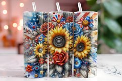 4th of July Flowers 20oz Tumbler Wrap Sublimation Product Image 1