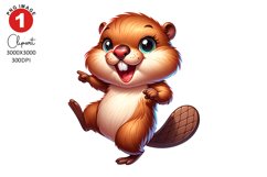 Funny Quirky Beaver Clipart, Animals Clipart Sublimation Product Image 1