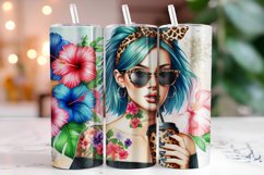 Summer Vibes Girl 20oz Tumbler Wrap Sublimation Product Image 1