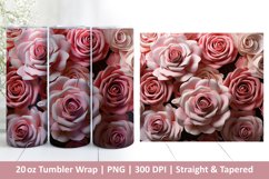 3D Paper Rose Tumbler | Valentines Tumbler | 3D Sublimation Product Image 1