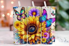 Sunflower Butterflies 20oz Tumbler Wrap Sublimation Product Image 1