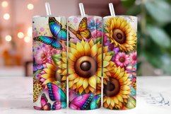 Sunflower Butterflies 20oz Tumbler Wrap Sublimation Product Image 1