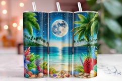 Night Beach Tropical 20oz Tumbler Wrap Sublimation Product Image 1