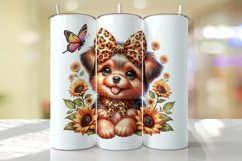 Puppy with Sunflower Tumbler Wrap Sublimation Product Image 1