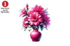 Hot Pink Azalea Clipart, Flowers Clipart Sublimation Product Image 1