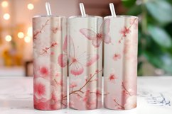 Pink Butterflies 20oz Tumbler Wrap Sublimation Product Image 1