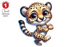 Funny Quirky Cheetah Clipart, Animals Clipart Sublimation Product Image 1