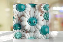 Cute Daisy Florals Tumbler Wrap Sublimation Design Product Image 1