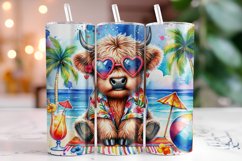 Highland Cow Summer Vibes 20oz Tumbler Wrap Sublimation Product Image 1