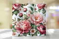 Peony Florals Tumbler Wrap Sublimation Design Product Image 1