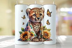 Cheetah with Sunflower Tumbler Wrap Sublimation Product Image 1