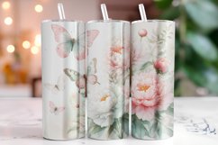 Butterflies Flowers 20oz Tumbler Wrap Sublimation Product Image 1