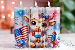 4th of July Highland Cow 20oz Tumbler Wrap Sublimation Product Image 1