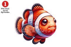 Clownfish Clipart, Ocean Animals Clipart Sublimation Product Image 1