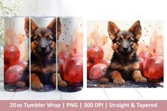 Cute Dog Tumbler Wrap | Valentines Tumbler | 3D Sublimation Product Image 1