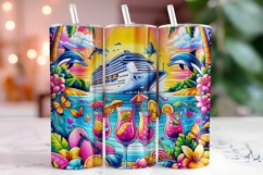 Summer Sea Ship 20oz Tumbler Wrap Sublimation Product Image 1